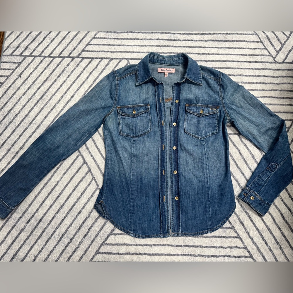 Juicy Couture Denim Vintage Button-Down Shirt sz XS